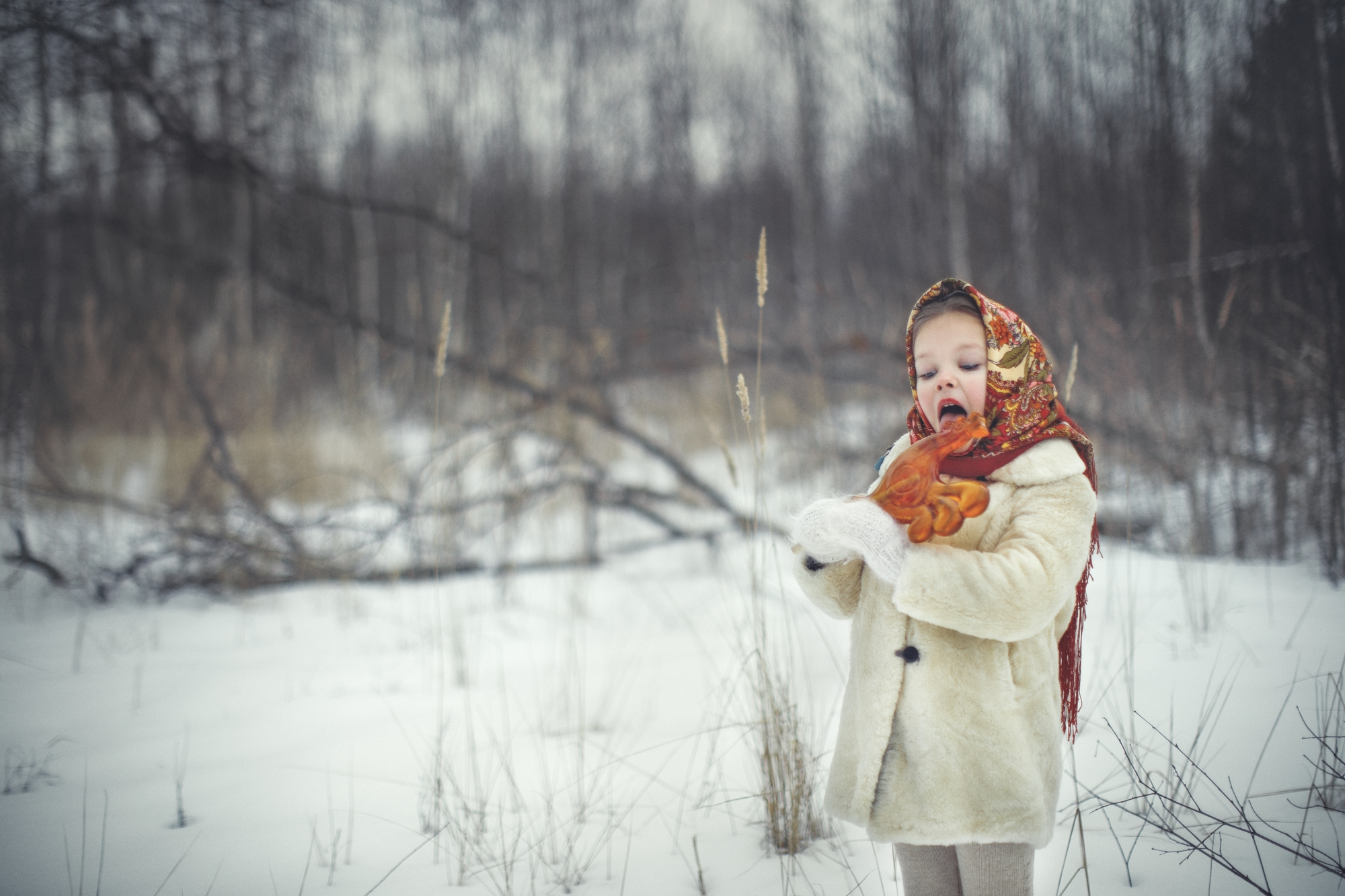 Зимняя фотосъемка в стиле минимализм на природе, фотосессия детская на природе в стиле минимализм, фотосессия детская в русском стиле, русско-народный костюм