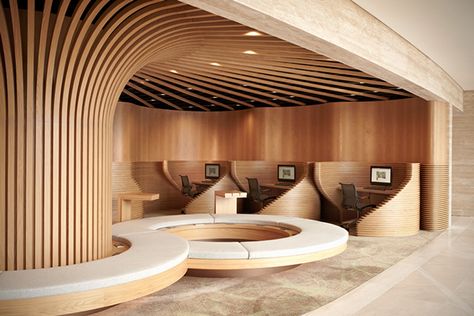 Retail for a Modern Office. The layout of this modern office emphasizes individual work while encouraging communication between colleagues. Circular workspaces are strategically arranged, offering both privacy and opportunities for exchange. The circular seating is specially designed for mini-meetings and brainstorming sessions, fostering a collaborative and dynamic environment.