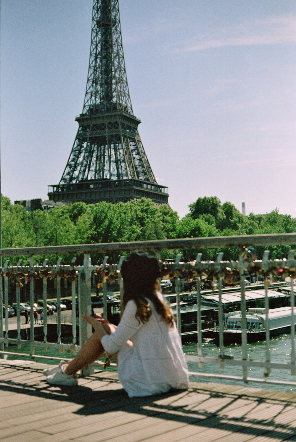 cinematic photo the Eiffel Tower captured on film