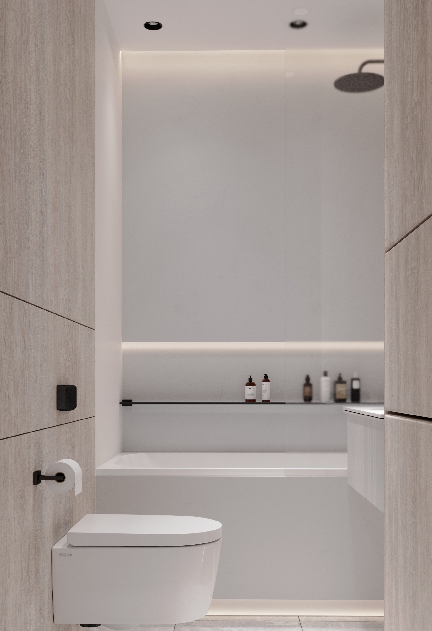 Bathroom white and wood