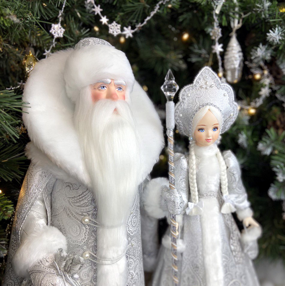 Дед Мороз и Снегурочка, новогодние куклы под елку разного размера