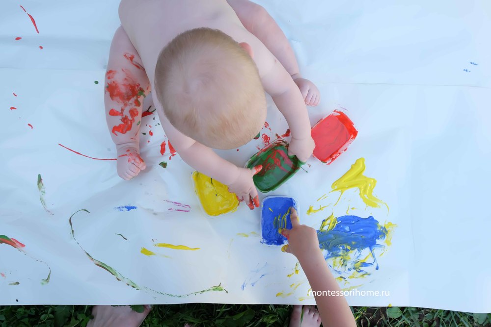 Краски пальчиковые сенсорные для малышей от 1 года, 4 цвета по 40 мл, BRAUBERG «KIDS»