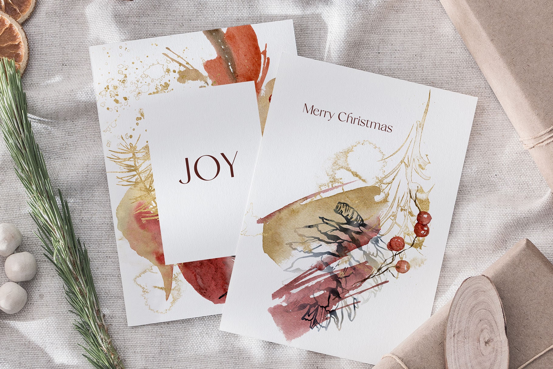 Abstract art Christmas cards template printable design
