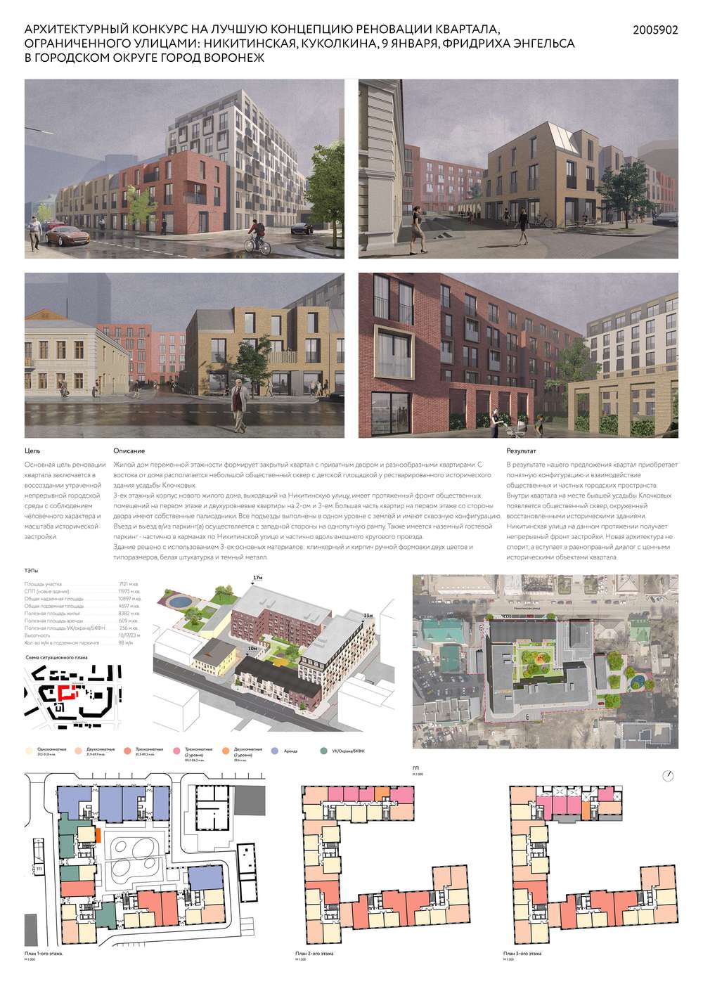 Архитектурный конкурс на лучшую концепцию реновации квартала,  расположенного по улице Никитинская, город Воронеж (завершен)