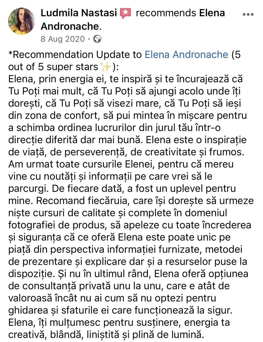 Recomandare pe Facebook