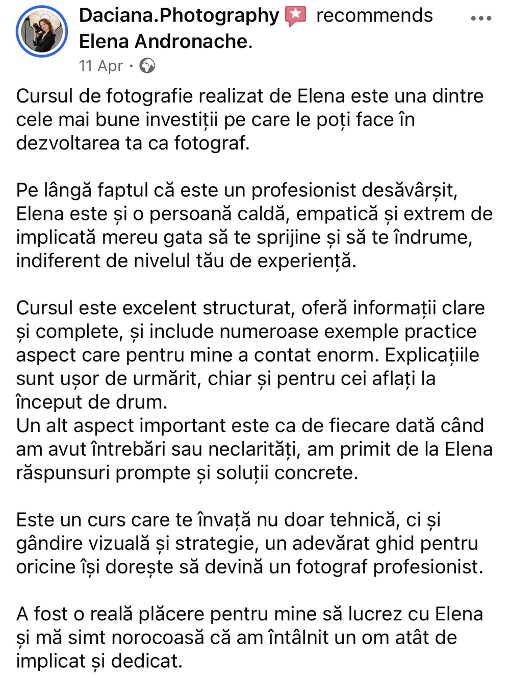 Recomandare pe Facebook