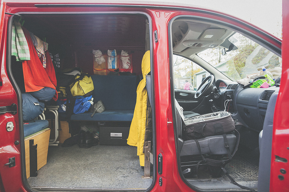 campervan, mess, van, campsite
