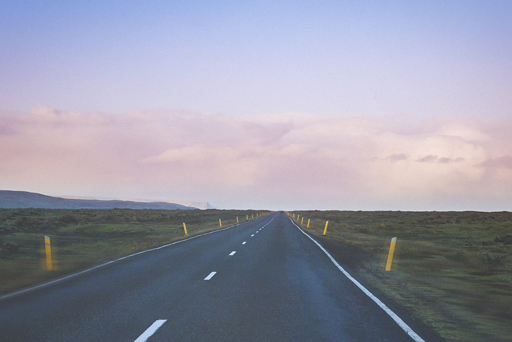 sunset, road 1, iceland, post