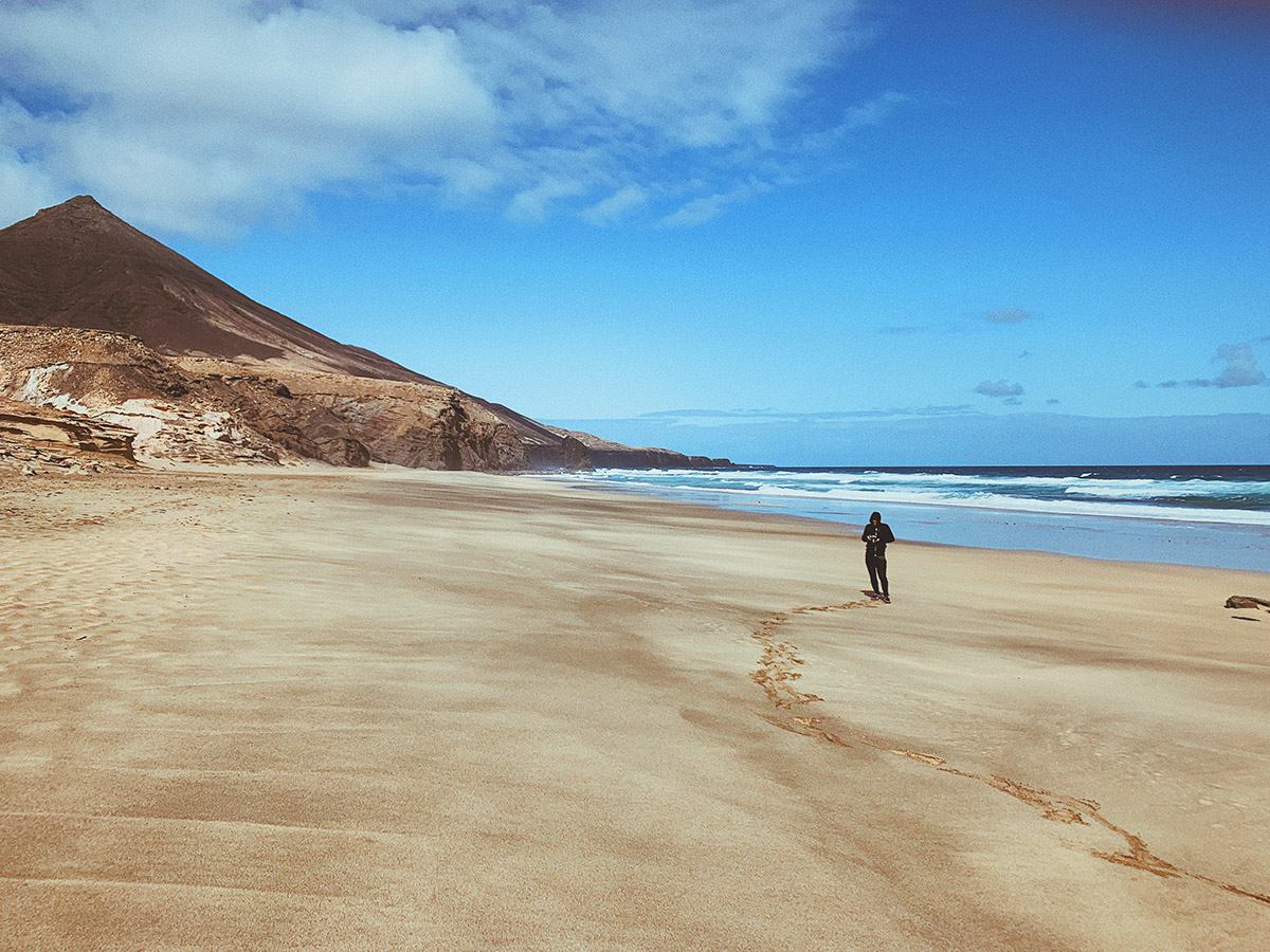 cofete beach, rock, walk