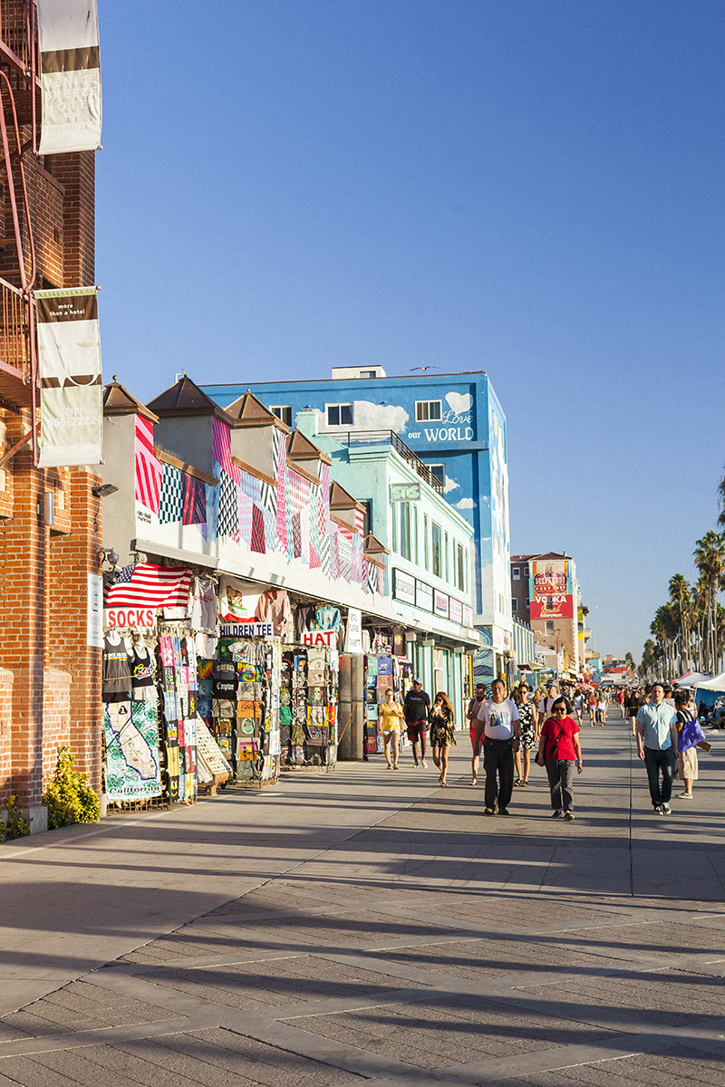 venice beach, boardwalk, sunset