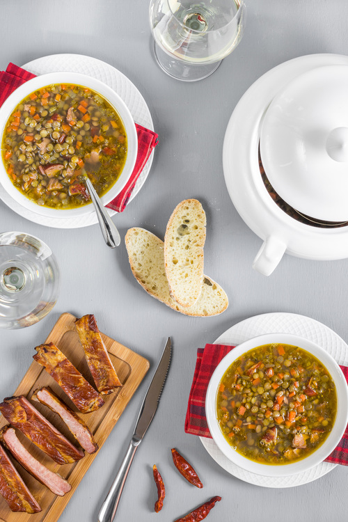 Чечевичный суп с копченостями, пошаговый рецепт на ккал, фото, ингредиенты - Ирина B&C