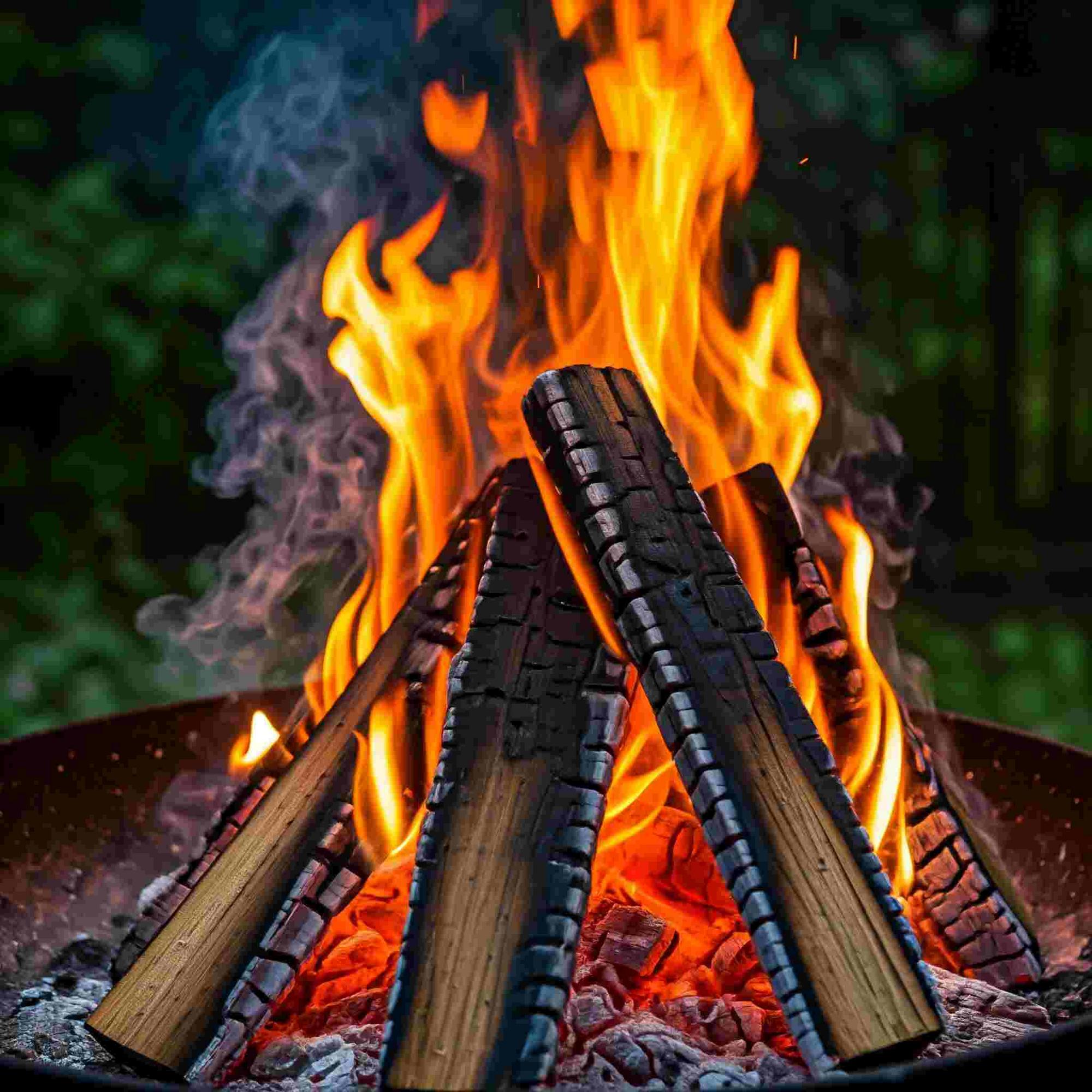 starting a wood fire for breakfast cooking with bright flames