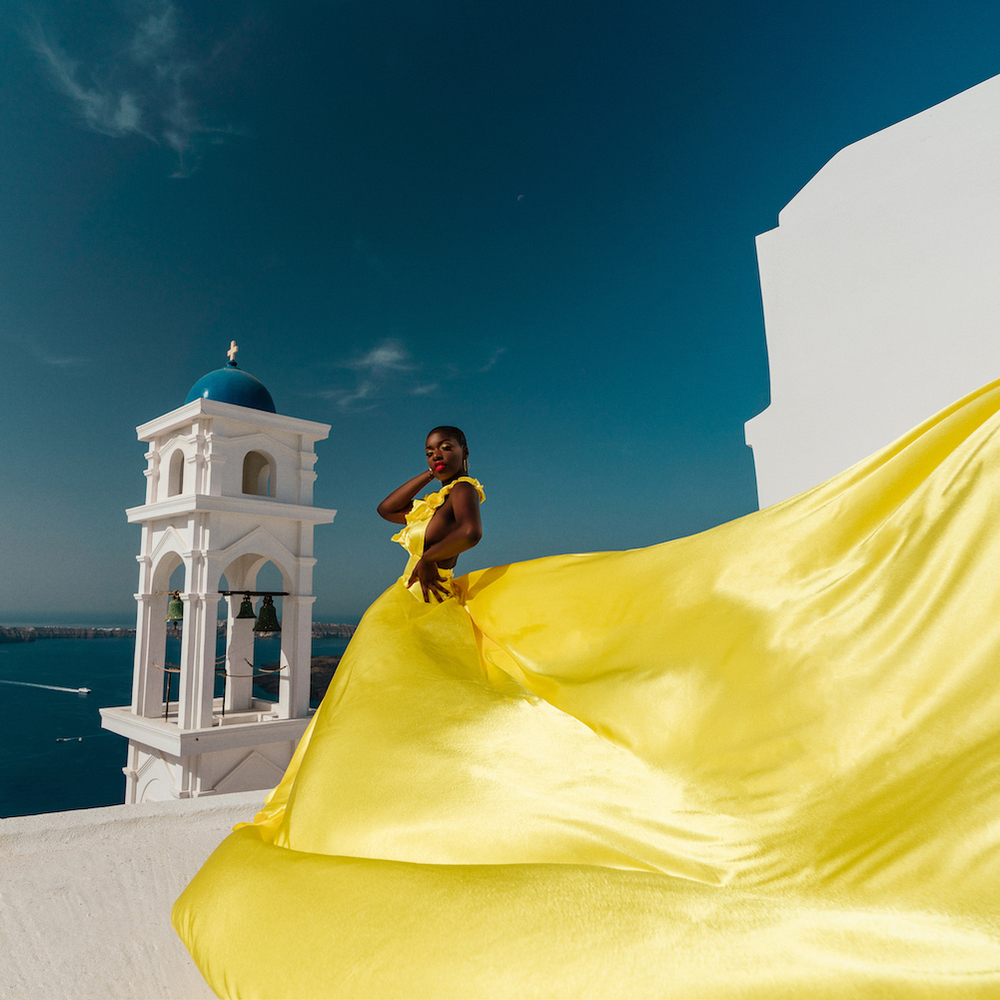 Santorini Flying Dress | Dress Rentals in Santorini