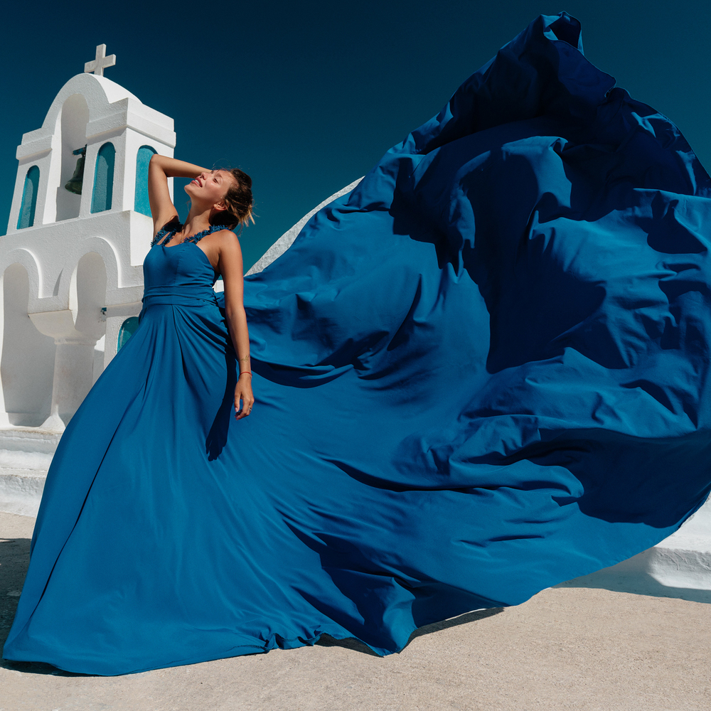 Santorini Flying Dress | Dress Rentals in Santorini