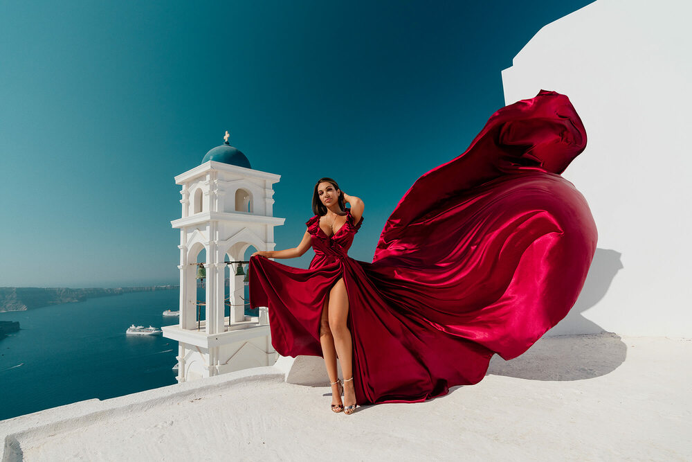 flying red dress Santorini Flying Dress