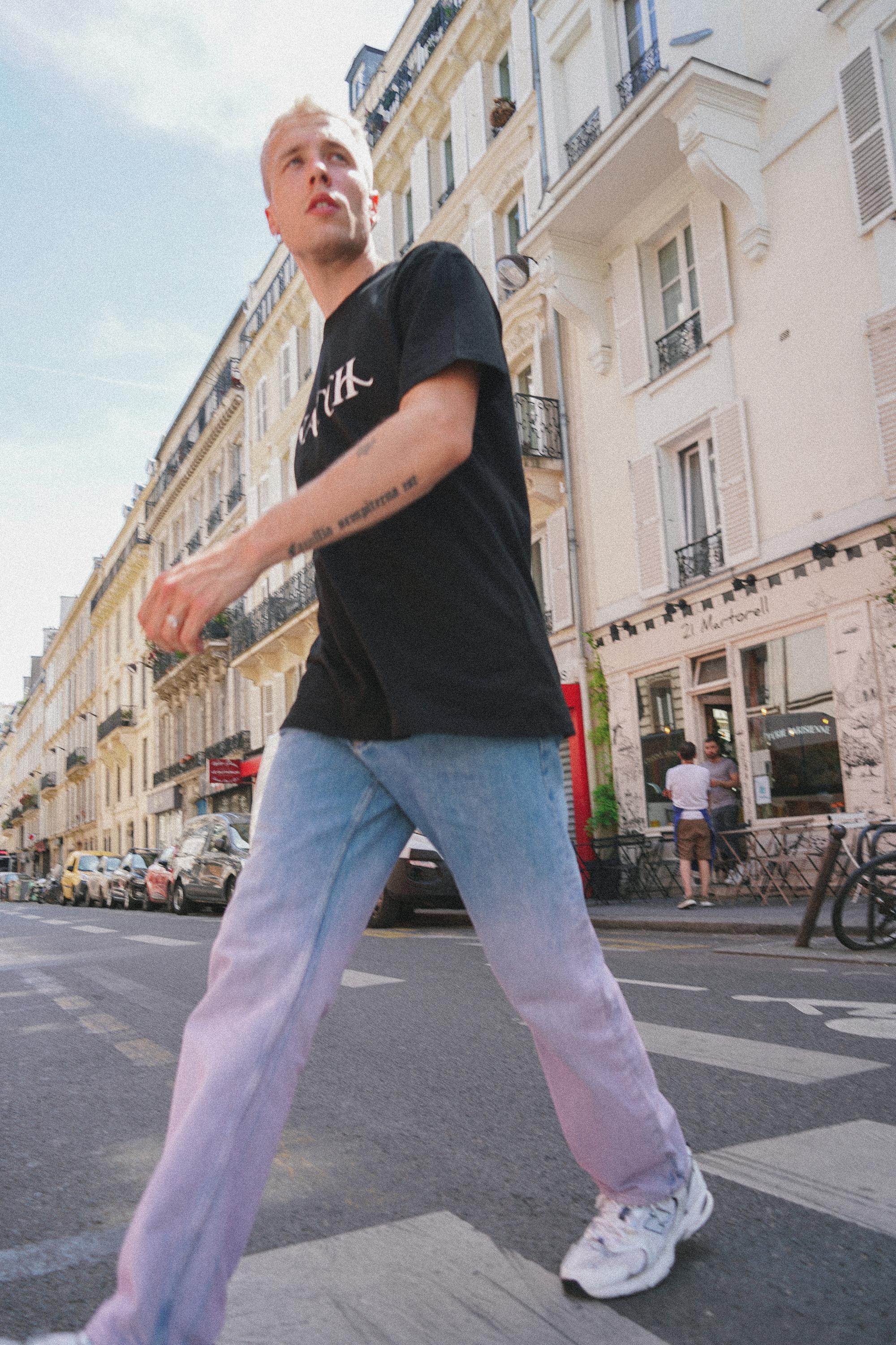 street style fashion photoshoot for a t-shirt brand in Paris by photographer Anya Parsley