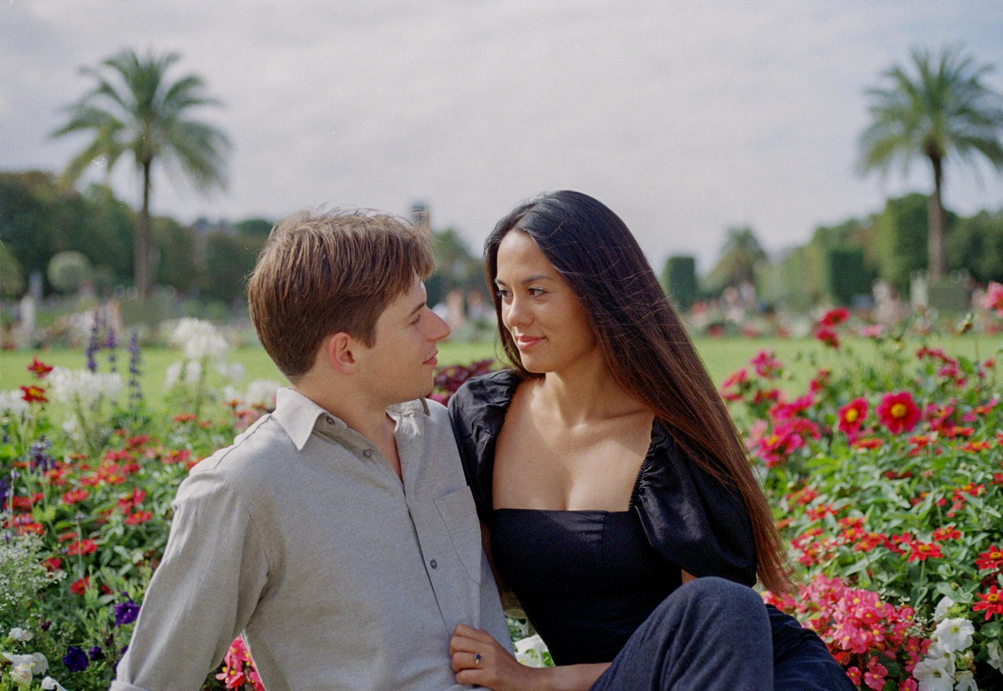Fine art film engagement photoshoot in Paris by Anya Parsley