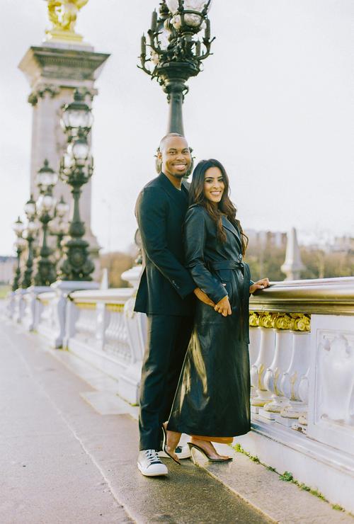 sachin and babi light blue dress Film Engagement Photos taken in Paris main image 1