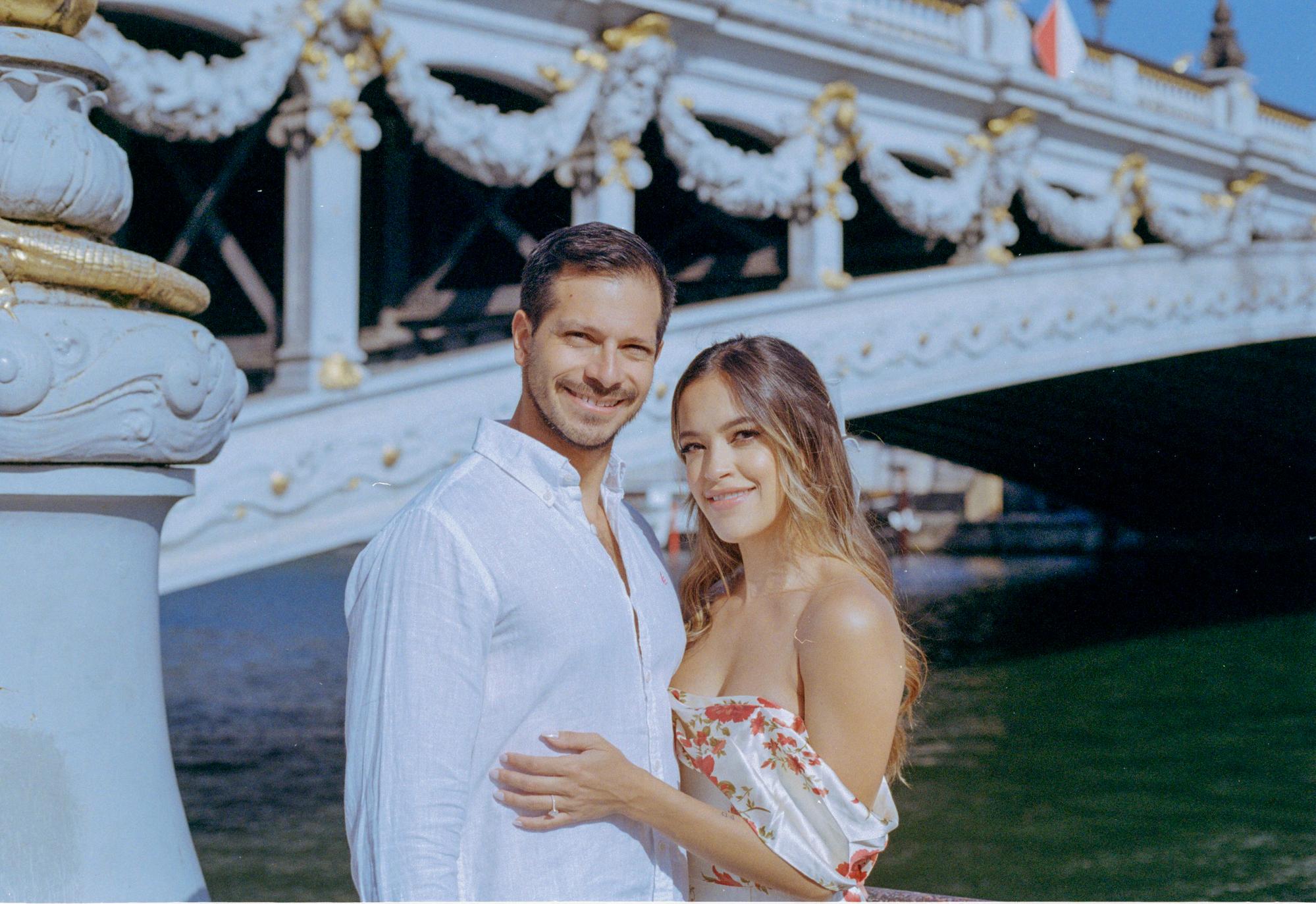engagement photo session in Paris neat the bridge Alexandre III shot by Anya Parsley