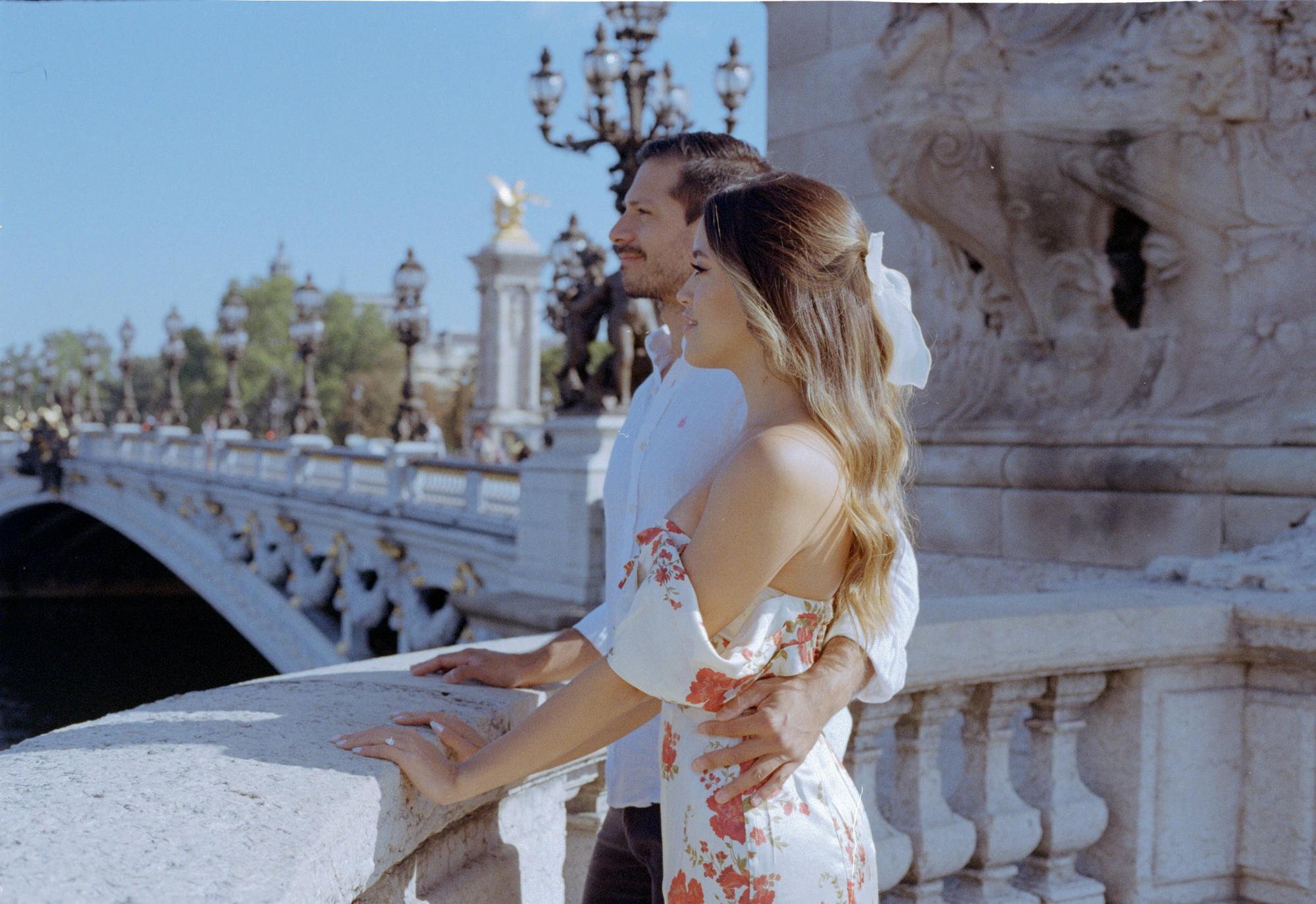 cinematic engagement photo shoot for a couple in Paris