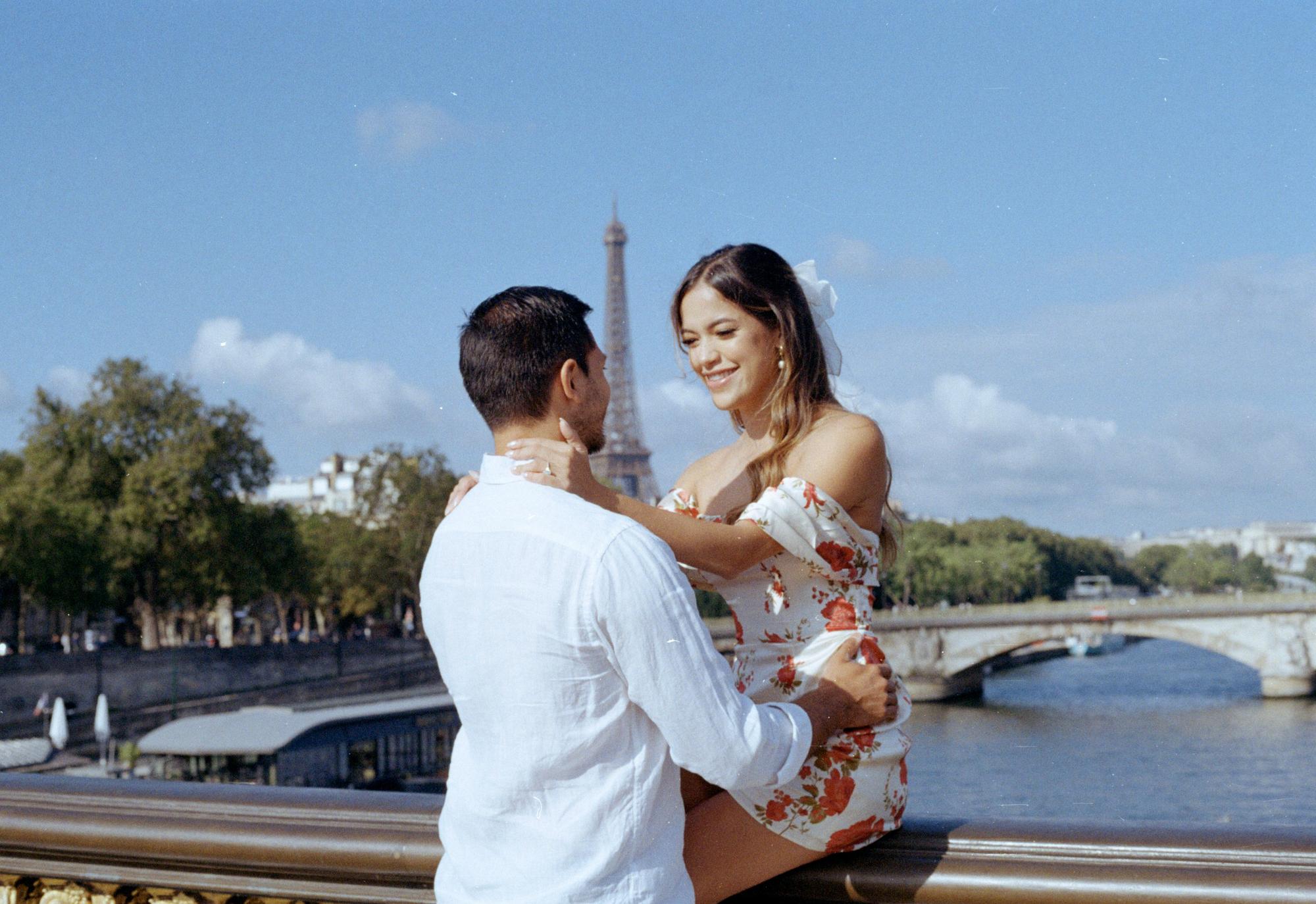 Summer Engagement photos captured on film in Paris