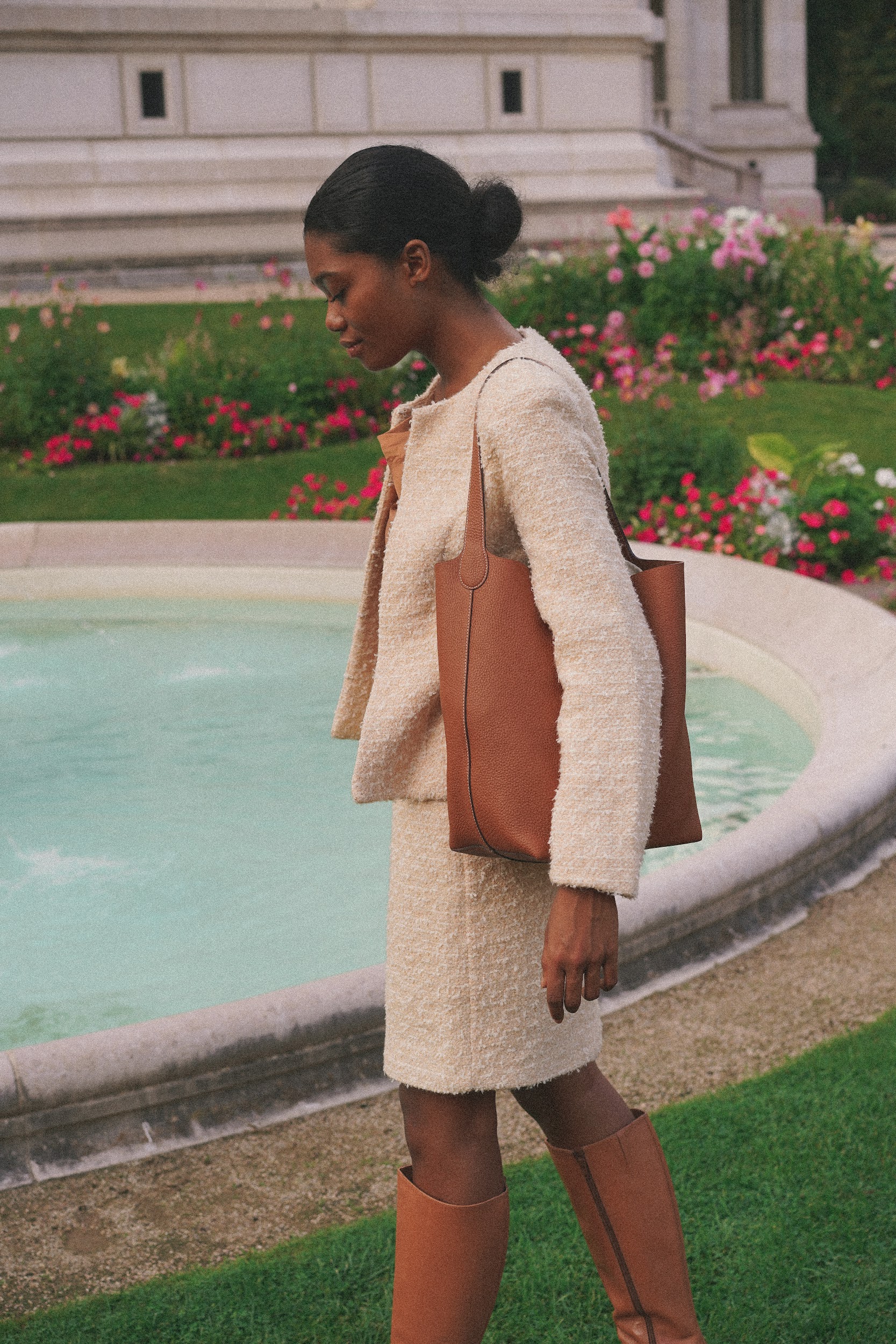 Paris brand campaign by Anya Parsley featuring chic office wear and handbags
