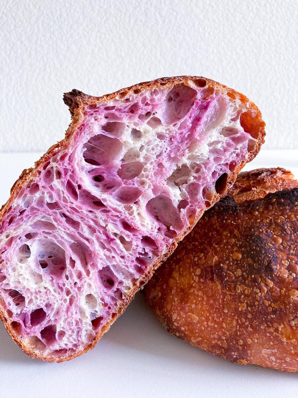 Lilac taro yam bread