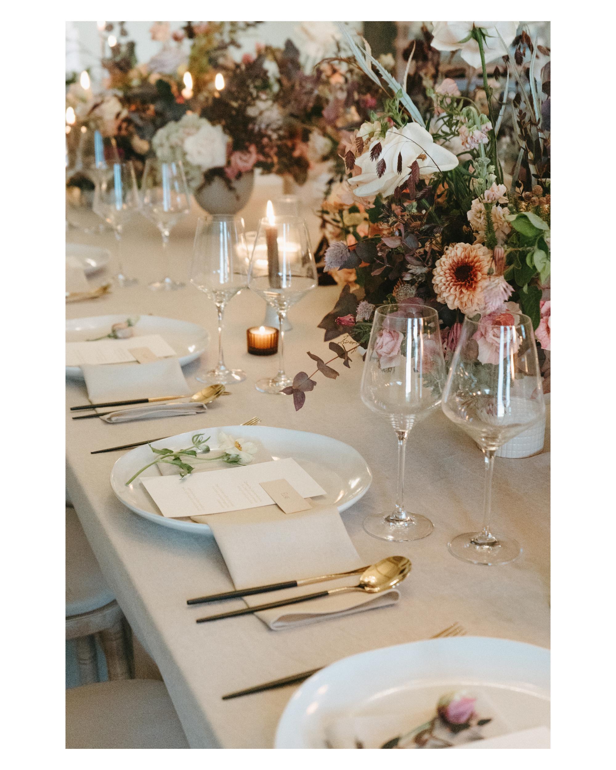 Wedding table decor, Prestwold Hall, UK 